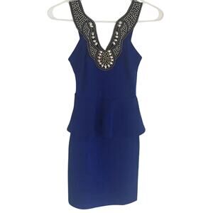 CHARLOTTE RUSSE royal blue embellished bodycon dress XS